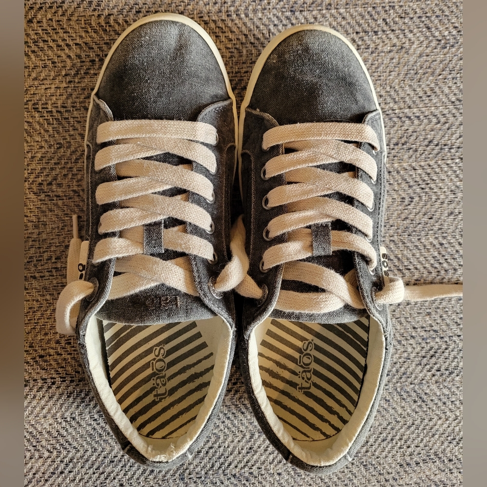Taos Charcoal Wash Oxford low top lace-up canvas sneaker women's size 8